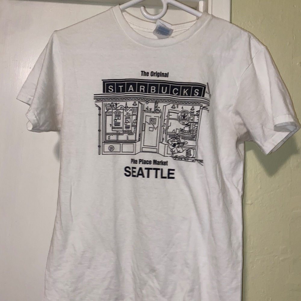 The Original Starbucks Pike Place Market White T Shirt Size S